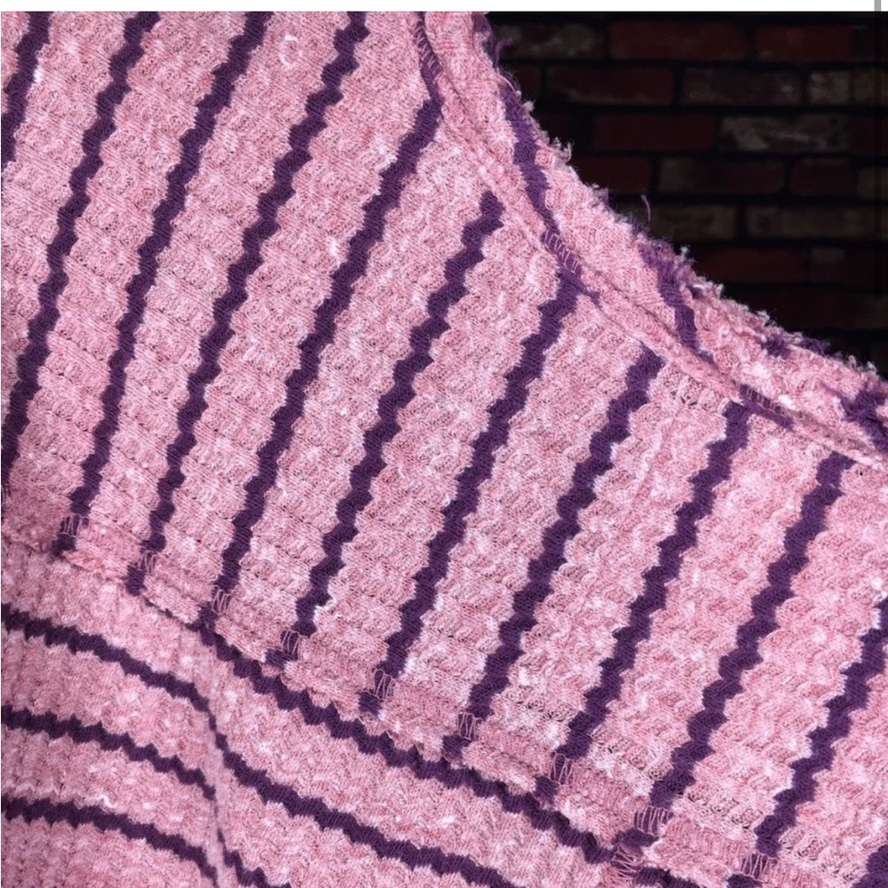 Free People We The Free Auntie Em Thermal Waffle Peplum Long Sleeve Pink… - Picture 4 of 6